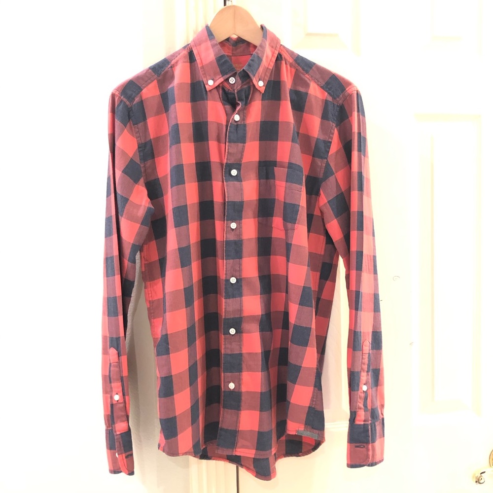 Crewcuts by JCrew ✨salmon plaid button down shirt